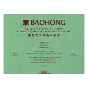 Блок акварельний 100% бавовна 300г 310х230мм 20арк CP, Baohong