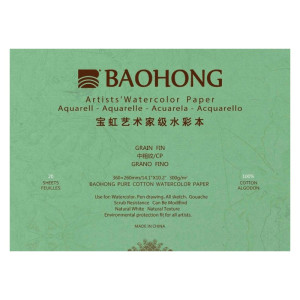 Блок акварельний 100% бавовна 300г 360х260мм 20арк CP, Baohong