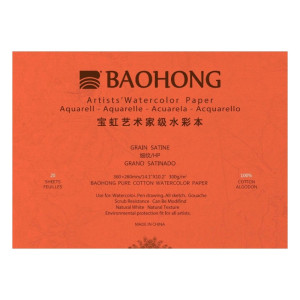 Блок акварельний 100% бавовна 300г 360х260мм 20л HP, Baohong