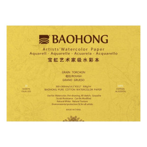 Блок акварельний 100% бавовна 300г 360х260мм 20л Rough, Baohong