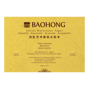 Блок для акварелі 100% бавовна 300г 260×180мм 20арк Rough, Baohong