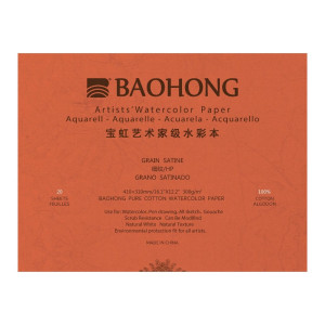 Блок для акварелі 100% бавовна 300г 410×310мм 20арк HP, Baohong