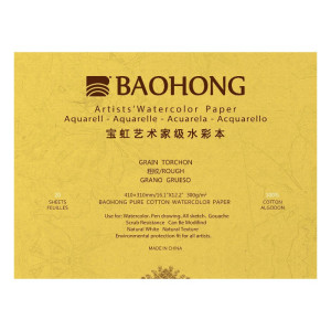 Блок акварельный 100% хлопок 300г 410х310мм 20л Rough, Baohong