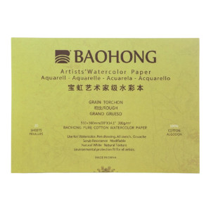 Блок для акварелі 100% бавовна 300г 510×360мм 20арк Rough, Baohong