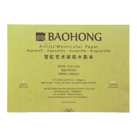 Блок для акварелі 100% бавовна Baohong 300г 510×360мм Rough