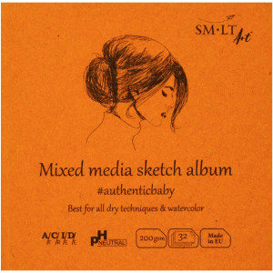 Альбом Mixed Media Authentic 9х9см 200г 32арк, Smiltainis