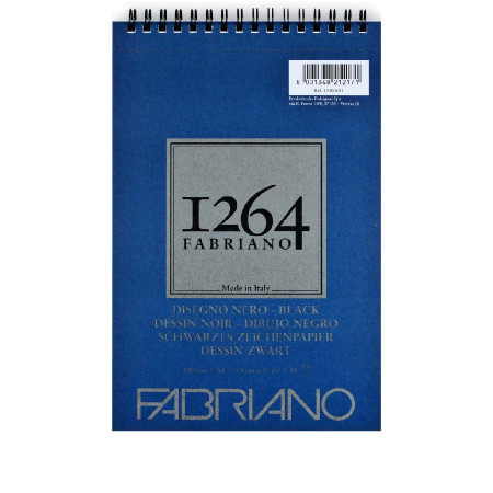 Альбом 1264 Black на спіралі 200г 20арк А5, Fabriano