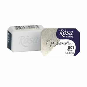 Фарба акварельна Срібло 801 кювета 2,5 мл, Rosa Gallery