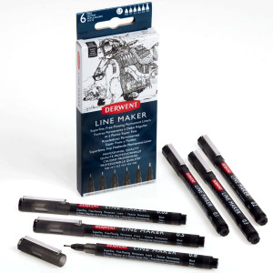 Набір лінерів Line Maker Black 6шт, Derwent. Photo 3