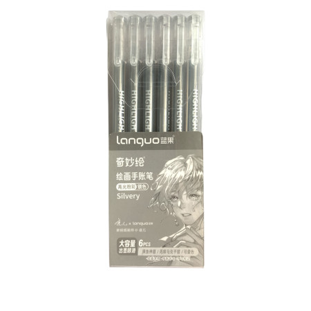 Ручки гелеві срібло 6 штук LG-43276-6, Languo