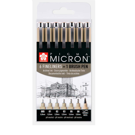 Набір 7шт Sakura Pigma Micron і Pigma Brush 